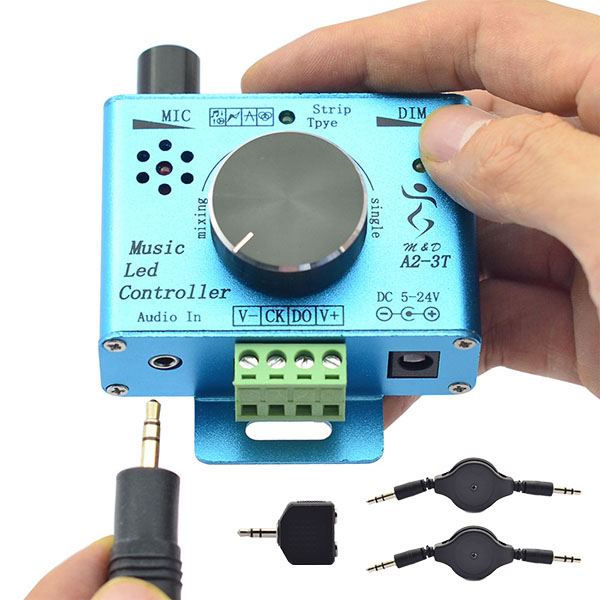 Dimmable LED SPI Music Controller - 256 Music Programs - Control DC5-24V 600 Pixels WS2811 WS2801 WS2812 LPD6803 APA102 Addressable LED Strip Lights Dimmable LED SPI Music Controller - 256 Music Programs - Control DC5-24V 600 Pixels WS2811 WS2801 WS2812 LPD6803 APA102 Addressable LED Strip Lights
